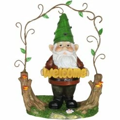 Discount 💯 Exhart Solar Trellis Welcome Sign Gnome Statue 14 In. ❤️