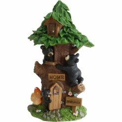 Best reviews of 👏 Sinomart Resin House With Black Bear Solar Light 🔥