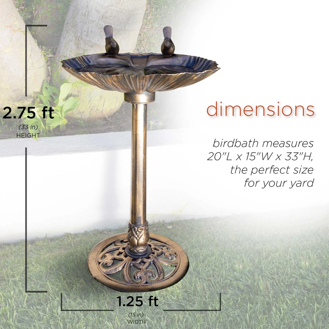 Outlet 🤩 Alpine Bronze Birdbath With 2 Birds, 32 In. 🛒 7 Outlet 🤩 Alpine Bronze Birdbath With 2 Birds, 32 In. 🛒 - Image 5