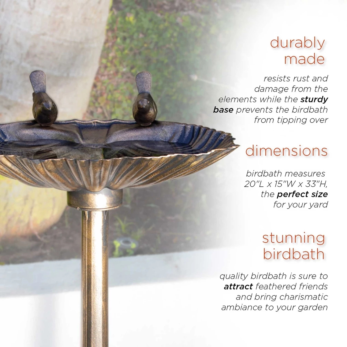 Outlet 🤩 Alpine Bronze Birdbath With 2 Birds, 32 In. 🛒 8 Outlet 🤩 Alpine Bronze Birdbath With 2 Birds, 32 In. 🛒 - Image 6