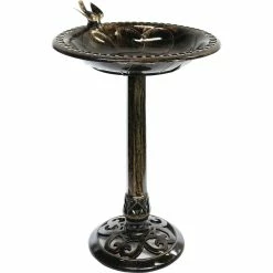 Buy ๐ฅฐ Alpine Birdbath Bronze With Bird Decoration 26 In. ๐