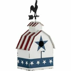 Promo 🧨 Alpine Outdoor Patriotic Rooster Vane Top 18 In. Birdhouse And Perch, Multicolor 😀