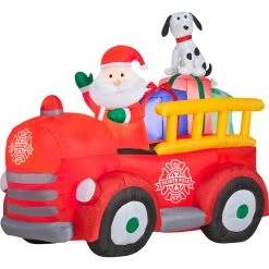 Brand new ๐ Gemmy Airblown Inflatable Santa's Vintage Fire Truck โจ