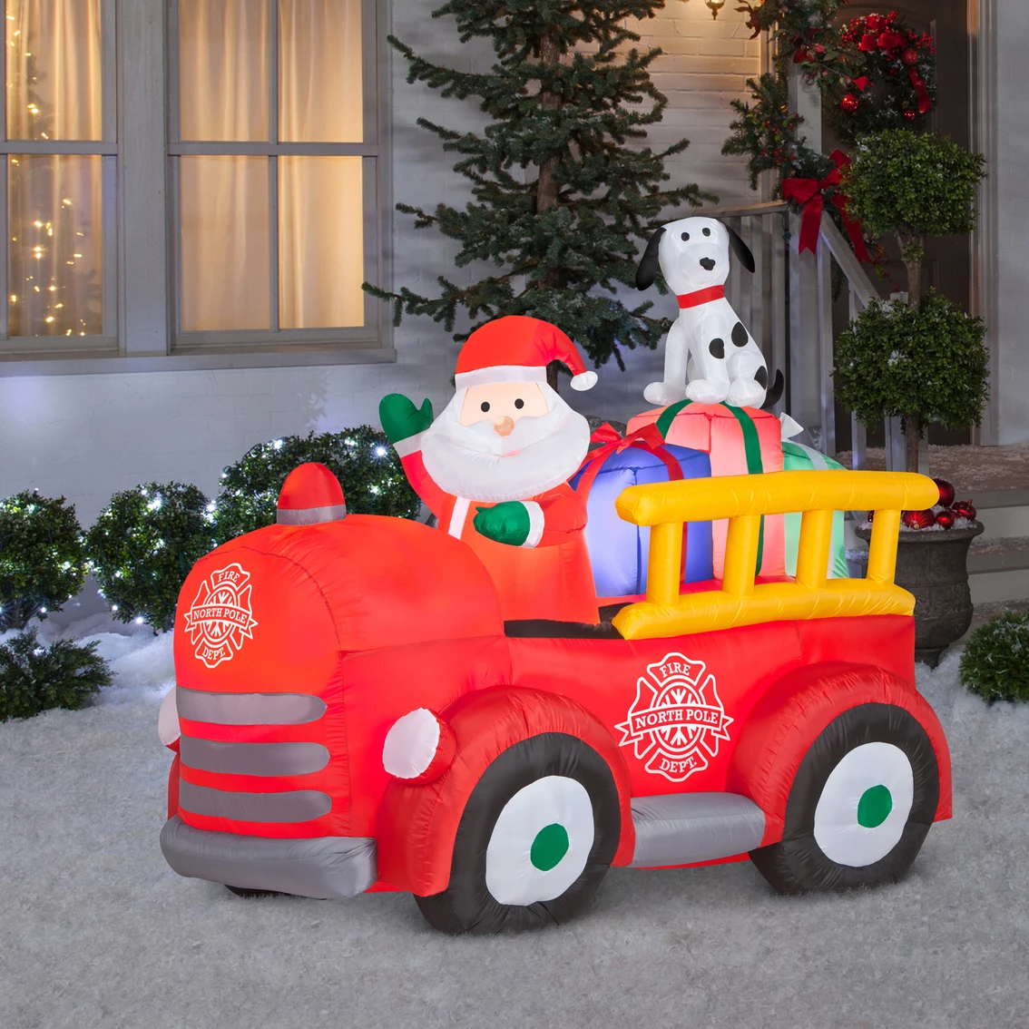 Brand new 🛒 Gemmy Airblown Inflatable Santa's Vintage Fire Truck ✨ 4 Brand new 🛒 Gemmy Airblown Inflatable Santa's Vintage Fire Truck ✨ - Image 2