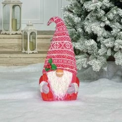 Best Pirce 😉 Everstar Lighted 22 In. Plush Gnome With Red Hat Sculpture 🧨