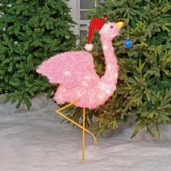 Promo 🎁 Everstar Lighted 36 In. Fluffy Flamingo Sculpture 😀
