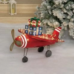 Hot Sale ✔️ Everstar Lighted 28.5 In. Plane With Gift Box Sculpture 🎉