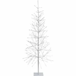 Best Pirce 🎁 Alpine 65 In. Pre Lit Silver Foil 🎅 Christmas Tree With Yard Stake And 360 LED Lights ❤️