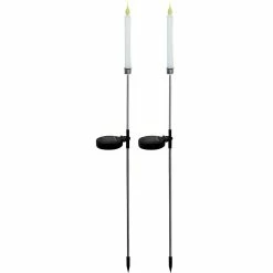 Promo 🔔 Alpine 40 In. Solar Powered Candlestick Garden Stakes With LED Light Set Of 2 🧨