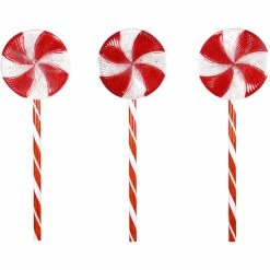 Discount 💯 Alpine 28 In. H Outdoor 🍬 Candy Cane Yard Stakes With LED Lights Set Of 3 😉