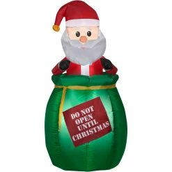 Flash Sale 🤩 Gemmy Animated Airblown Inflatable Santa In A Gift Sack 🔥