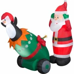 New ✨ Gemmy Airblown Inflatable 🎄 Christmas Cannon Scene With Sparkling Fuse ✨
