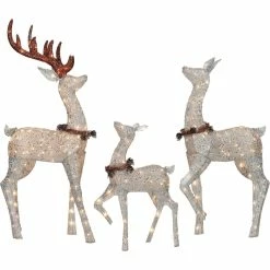 Discount 😀 Everstar Set Of 3 UL Glittering Mesh Deer Family Sculpture 🔔