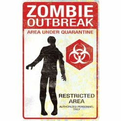 Promo 👍 Other Brands Sunstar Zombie Outbreak Metal Sign ❤️