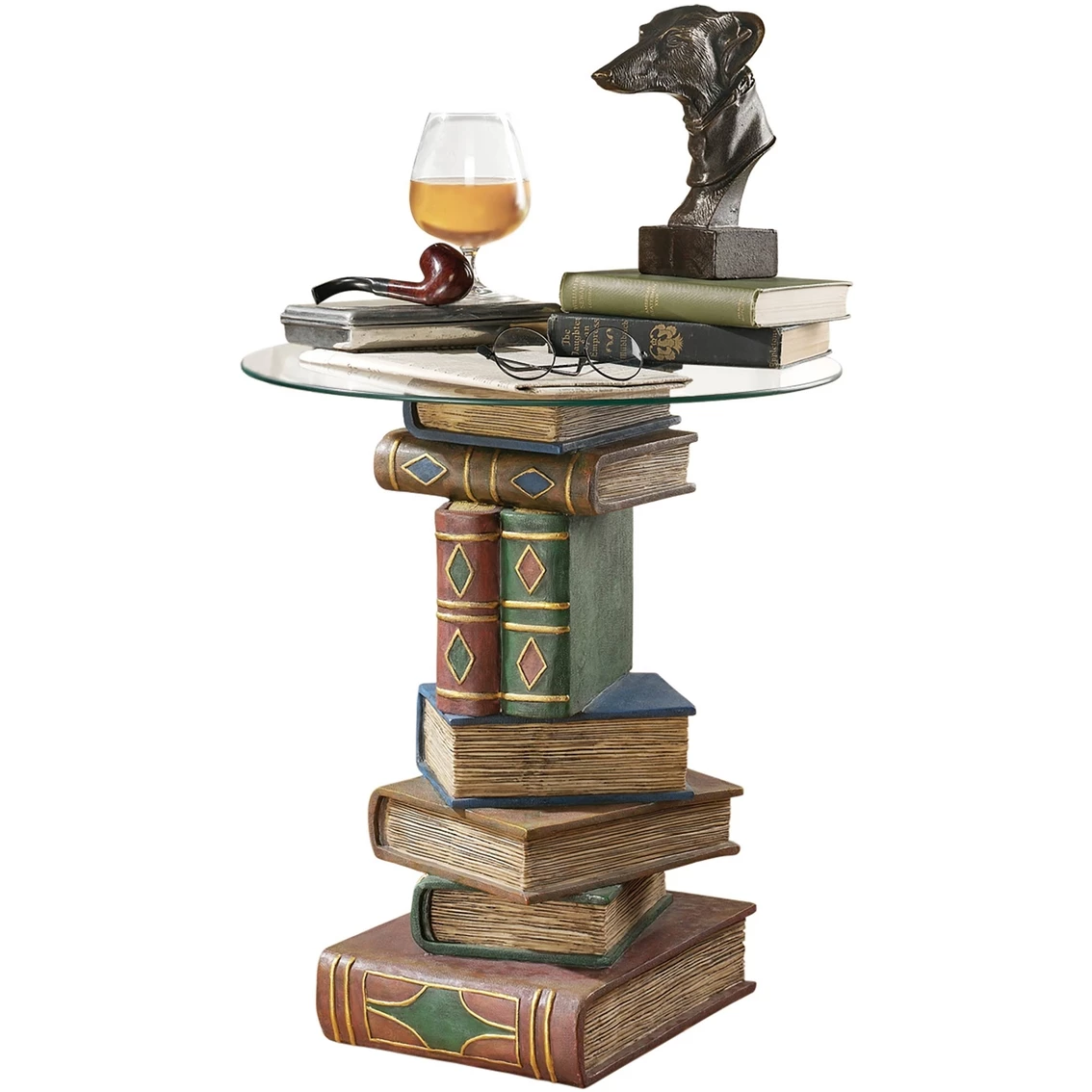 Brand new ๐ Design Toscano Stacked Volumes Sculptural Glass Topped Book Table โจ 3 Brand new ๐ Design Toscano Stacked Volumes Sculptural Glass Topped Book Table โจ