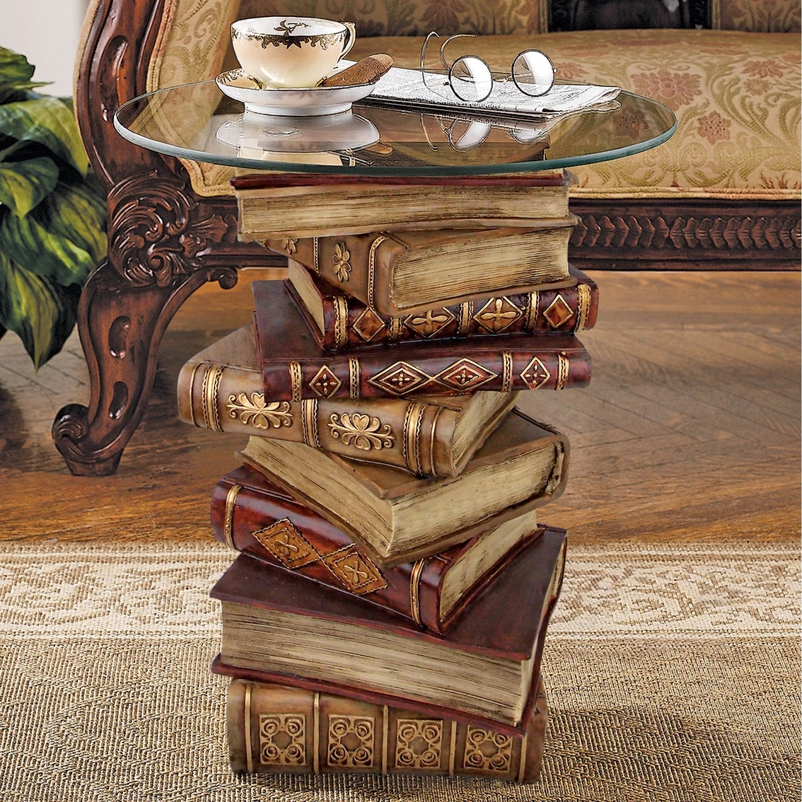 Best Sale 🤩 Design Toscano Power Of Books Sculptural Glass Topped Side Table 🎉 6 Best Sale 🤩 Design Toscano Power Of Books Sculptural Glass Topped Side Table 🎉 - Image 4