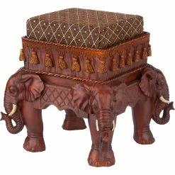 Cheapest 🛒 Design Toscano The Maharajah's Elephants Sculptural Upholstered Footstool 🌟