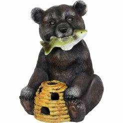 Outlet 🔔 Exhart Solar Bear With A Fish And Bee Hive Garden Statue 12 In. 😉