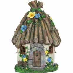 Wholesale ๐ Exhart Solar Twig Roof Fairy House Garden Statue 14 In. ๐