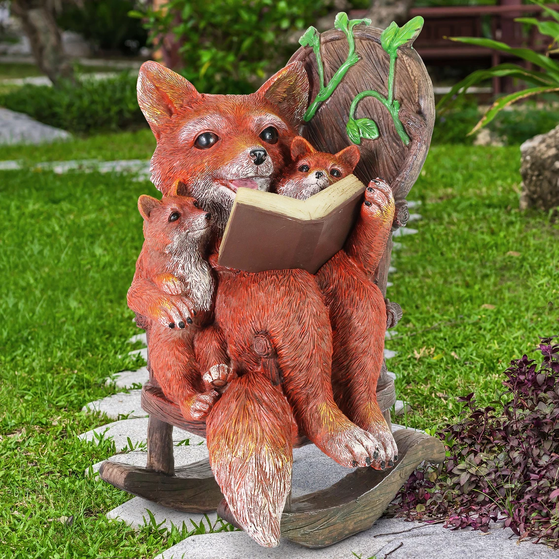 Cheap โ Exhart Solar Fox Family Reading A Story In A Rocking Chair 12 In. Garden Statue ๐ 4 Cheap โ Exhart Solar Fox Family Reading A Story In A Rocking Chair 12 In. Garden Statue ๐ - Image 2