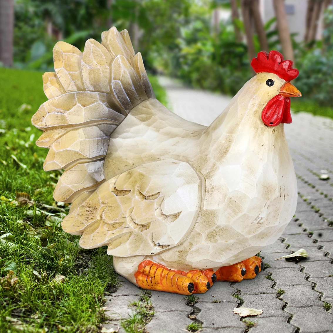 Outlet ❤️ Exhart Solar Hand Painted Hen 9 In. Garden Statue ⭐ 4 Outlet ❤️ Exhart Solar Hand Painted Hen 9 In. Garden Statue ⭐ - Image 2