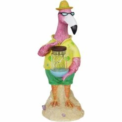 Cheap ⭐ Exhart Solar Flamingo Holding Jar Garden Statue With 6 LED Firefly String Lights ✨