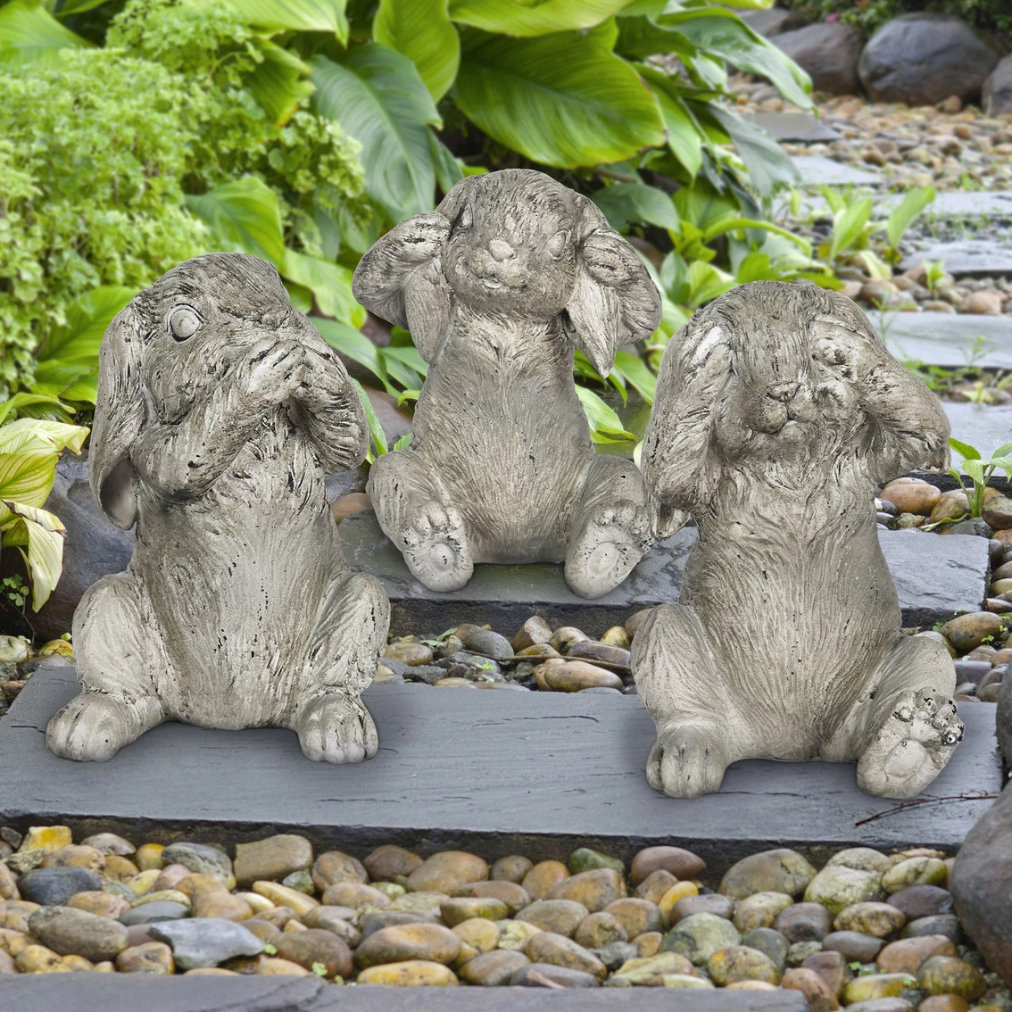 Buy 😀 Exhart See No, Hear No, Speak No Evil Garden Bunny 3 Pc. Set 🥰 4 Buy 😀 Exhart See No, Hear No, Speak No Evil Garden Bunny 3 Pc. Set 🥰 - Image 2