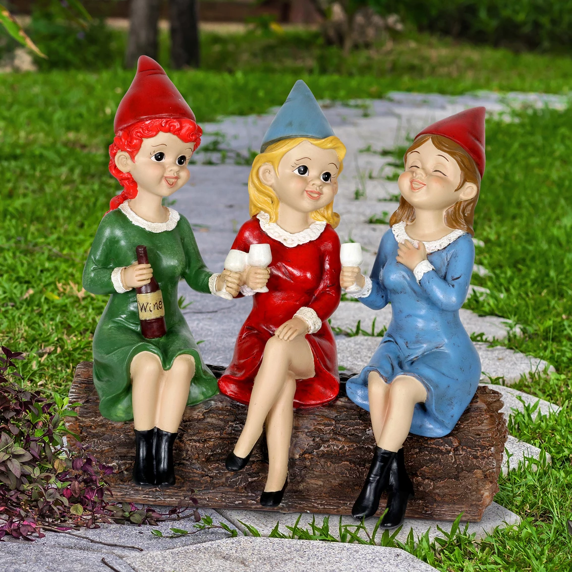 Brand new ๐ Exhart Solar Good Time Gals Drinking Wine Gnomes 5 X 9 In. Statue ๐ 4 Brand new ๐ Exhart Solar Good Time Gals Drinking Wine Gnomes 5 X 9 In. Statue ๐ - Image 2