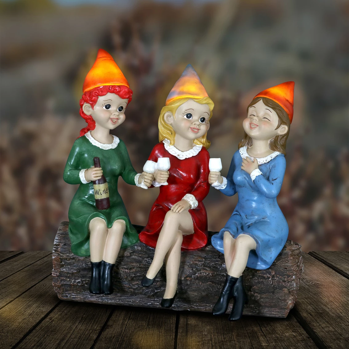 Brand new ๐ Exhart Solar Good Time Gals Drinking Wine Gnomes 5 X 9 In. Statue ๐ 5 Brand new ๐ Exhart Solar Good Time Gals Drinking Wine Gnomes 5 X 9 In. Statue ๐ - Image 3