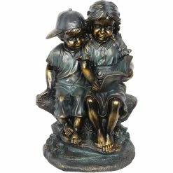Deals 🔥 Exhart Girl In Boy's Lap Bronze Look Statuary 🔥