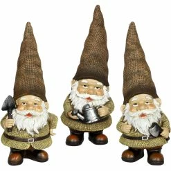Discount 🧨 Exhart Burlap Buddies Gnome Garden Statues 3 Pc. Set ⌛