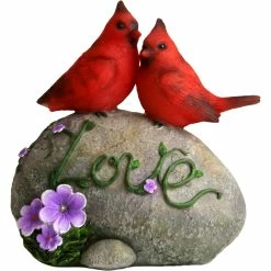 Brand new ⌛ Exhart Solar Cardinal Love Rock Statue With Flowers 😍