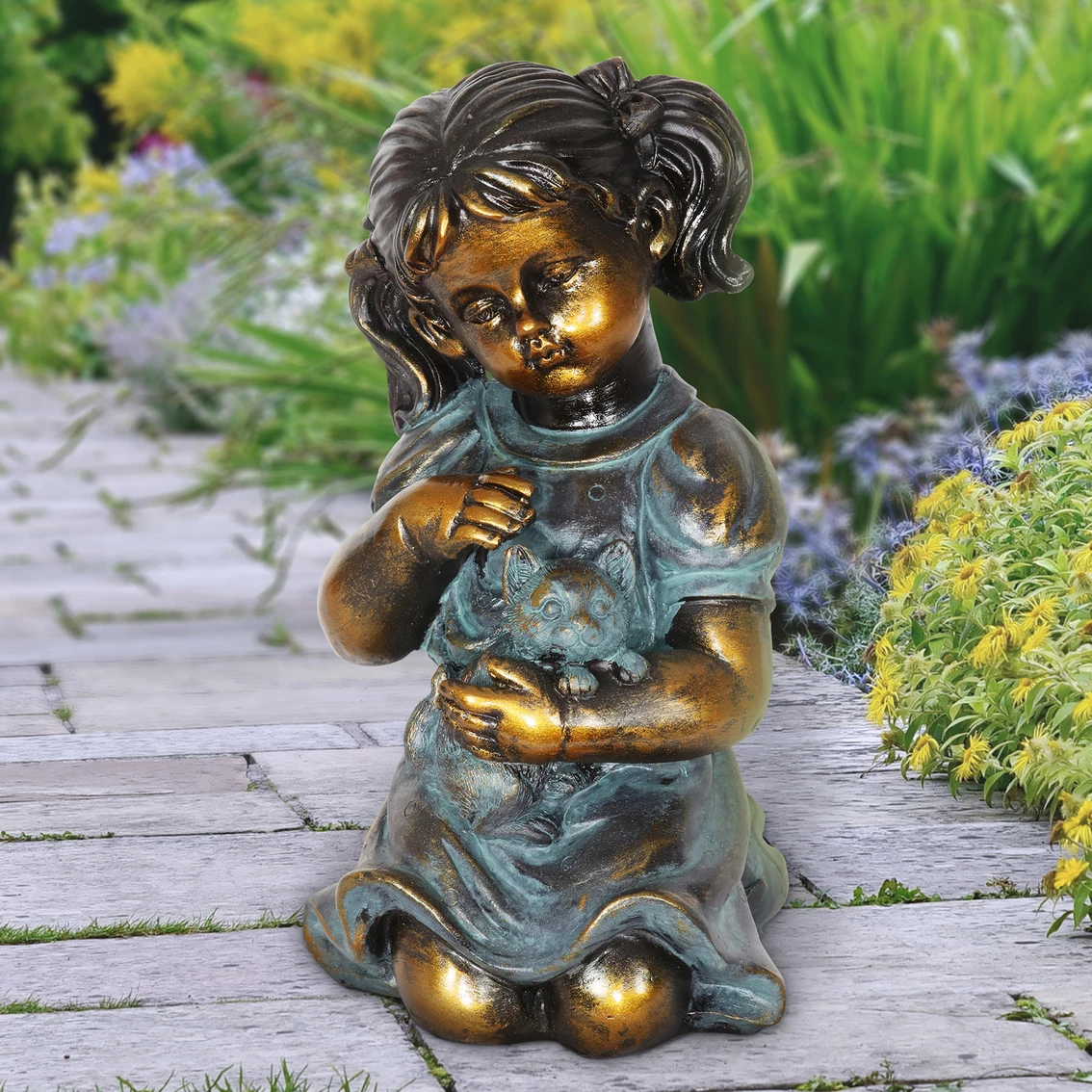 Cheapest ๐ Exhart Bronze Look Girl And Kitten 10.5 In. Garden Statue ๐ฏ 4 Cheapest ๐ Exhart Bronze Look Girl And Kitten 10.5 In. Garden Statue ๐ฏ - Image 2