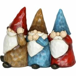 New 💯 Exhart See No, Hear No, Speak No Evil Wood Look Garden Gnomes Statue 👏