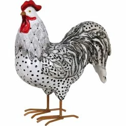Buy ✨ Exhart Black And White Hand Painted Rooster Garden Statue ❤️