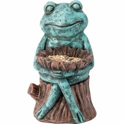 Discount 🔥 Alpine 16 In. Tall Indoor/Outdoor Frog With Flower Garden Statue ⭐