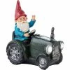 Best Pirce 💯 Alpine 10 In. Tall Outdoor Garden Gnome Riding Green Tractor With LED Lights 😍