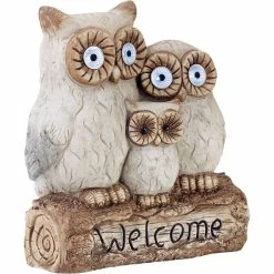 Deals 🔥 Alpine 16 In. Tall Outdoor Solar Powered Owl "Welcome" Statue With LED Lights 👏
