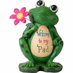 Coupon ✨ Alpine 18 In. Tall Outdoor Frog With Color Changing LEDs And Welcome Sign Statue ❤️
