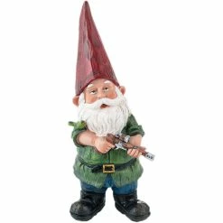 Hot Sale 🔔 Alpine 11 In. Tall Outdoor Hunting Garden Gnome With Green 👚 Shirt Yard Statue 🔔
