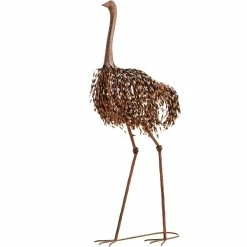 Outlet 🎁 Alpine 45 In. Tall Outdoor Metal Peaking Ostrich Standing Yard Statue Decoration 👏