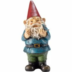 Buy ⌛ Alpine 12 In. Tall Outdoor Garden Gnome With Bird Yard Statue Decoration 🔥
