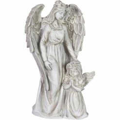 Buy 👍 Exhart Angel And Little Girl Angel Resin Garden Statue With LED Halo ⌛