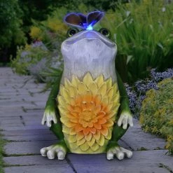 Outlet 😀 Exhart Solar Garden Frog Statue With Fiber Optic Color Changing Butterfly ⭐ -Patio Shop unnamed file 926