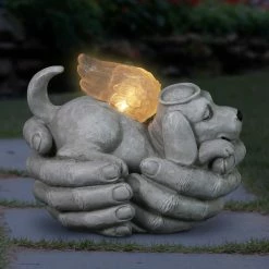 Cheapest 😉 Exhart Solar Cradled Angel 🐶 Dog Memorial Garden Statue 🎉 -Patio Shop unnamed file 932
