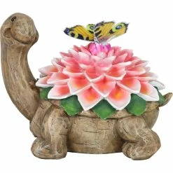 Wholesale ๐ Exhart Solar Garden Turtle Statue With Fiber Optic Color Changing Butterfly ๐คฉ