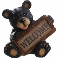 Cheap 🔥 Sinomart 12.5 In. Resin Black Bear Holding Welcome Sign 🌟