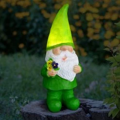 New 👍 Exhart Solar Colorful Woodland Gnome With A Garden Statue 11 In. 😍 -Patio Shop unnamed file 994