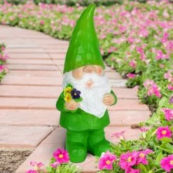 New 👍 Exhart Solar Colorful Woodland Gnome With A Garden Statue 11 In. 😍 -Patio Shop unnamed file 995
